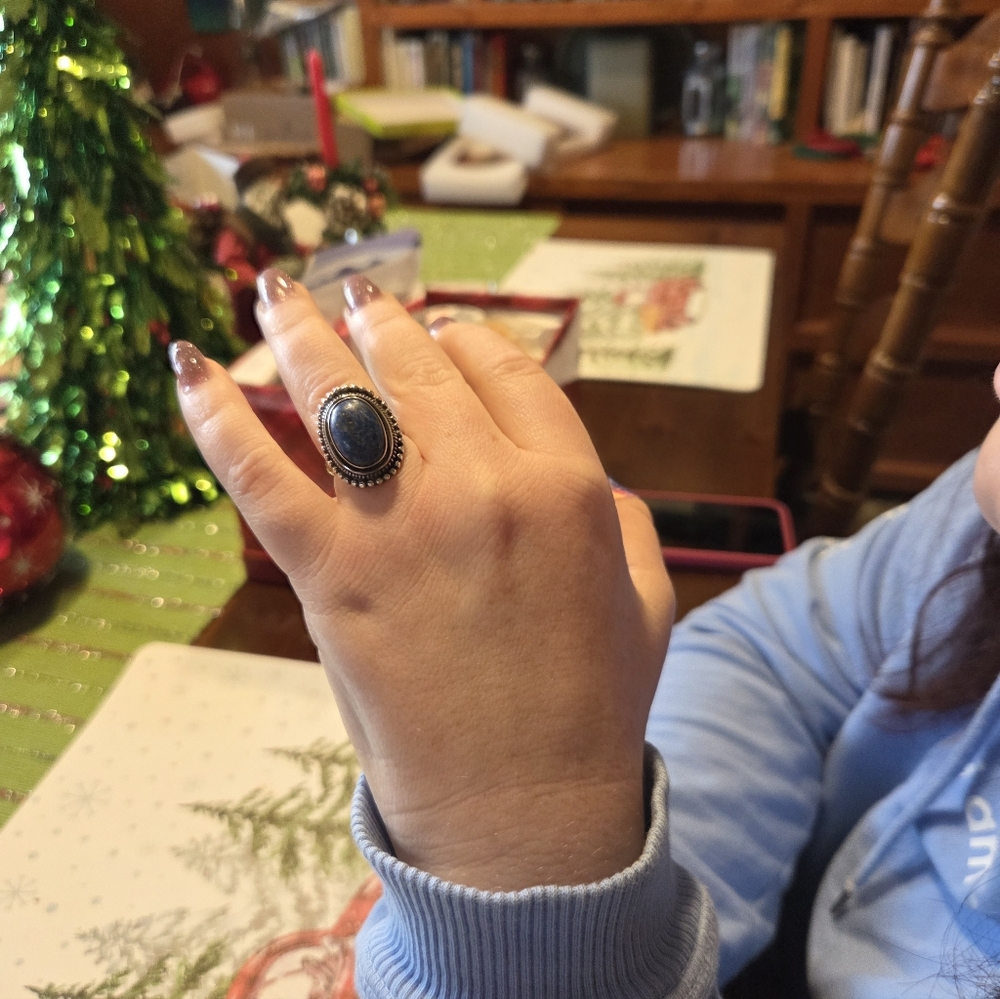 Elegant Blue Denim Lapis Stone Ring